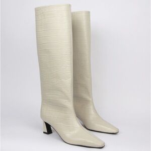 Blanc sur blanc - style =Mia Boots Leather Beige Croco